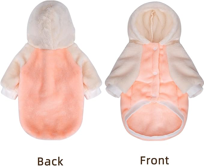 FabriCastle Dog Hoodie Sweater for Small Dogs Boy and Girl, Small Dog Clothes XS XXS Puppy Sweatshirt, Pet Outfit, Cat Clothing Super Soft Warm Snap On Closure (Peach-Cream, Medium)