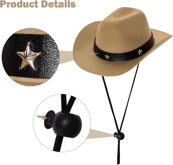 Fumwase Pet Cowboy Costume Halloween Costumes for Dogs Cat Puppy Hats with Bandana Scarf Cowboy Costume Accessories Dog Cat for Party Festival and Daily Wearing (Off-White, Large)
