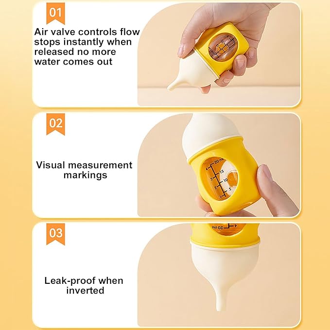 20ML Kitten Bottle and Puppy Bottles for Nursing, Puppy Bottles for Nursing Puppy Milk, One-Piece Silicone Pacifier, Anti Choking Valve, Capable of High-Temperature Disinfection - Yellow