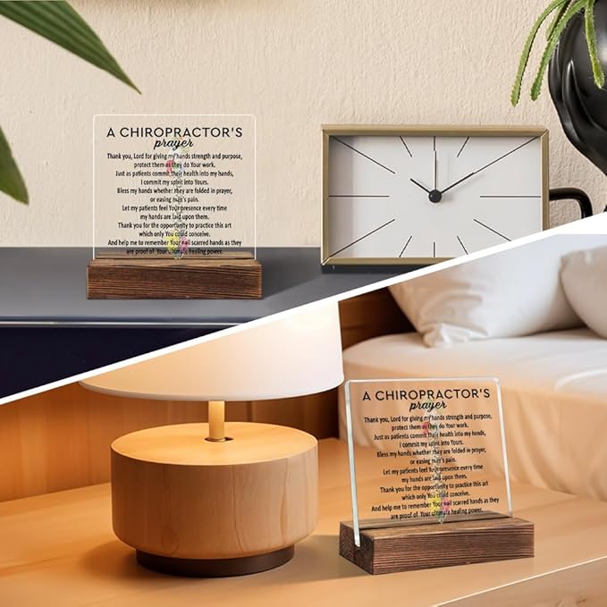 A Chiropractor's Prayer Acrylic Sign with Wood Stand, Orthopedic Doctor Gifts, Chiropractor Gifts, Christian Doctors Gifts, Doctor's Day Gifts, Spine Doctor Prayer Acrylic Plaque for Office