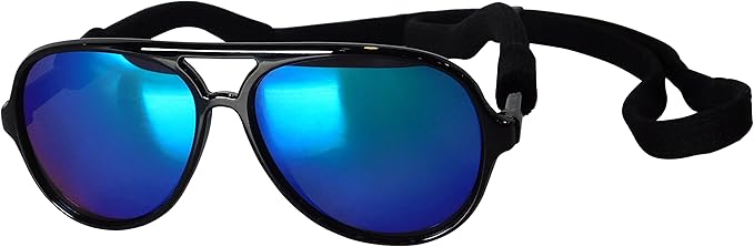 G010 Dog Pet Costume Prop Aviator Sunglasses Medium Breeds 20-40 lbs (2-Pack Black+Black-Emerald Green Mirror)