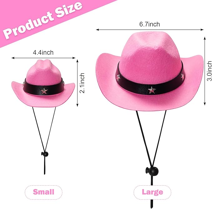 Fumwase Pet Cowboy Costume Halloween Costumes for Dogs Cat Puppy Hats with Bandana Scarf Cowboy Costume Accessories Dog Cat for Party Festival and Daily Wearing (Pink hat + Pink, Large)