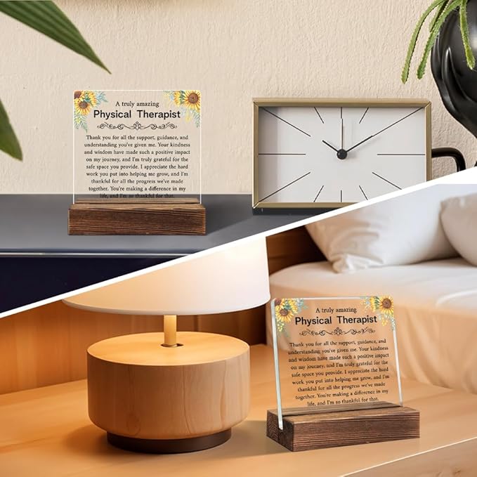 A Truly Amazing Physical Therapist Acrylic Sign with Wood Stand, Thank You Gifts for Physical Therapist, Retirement Gifts for PT, PT Appreciation Present, Thank You Muscle Whisperer Sign