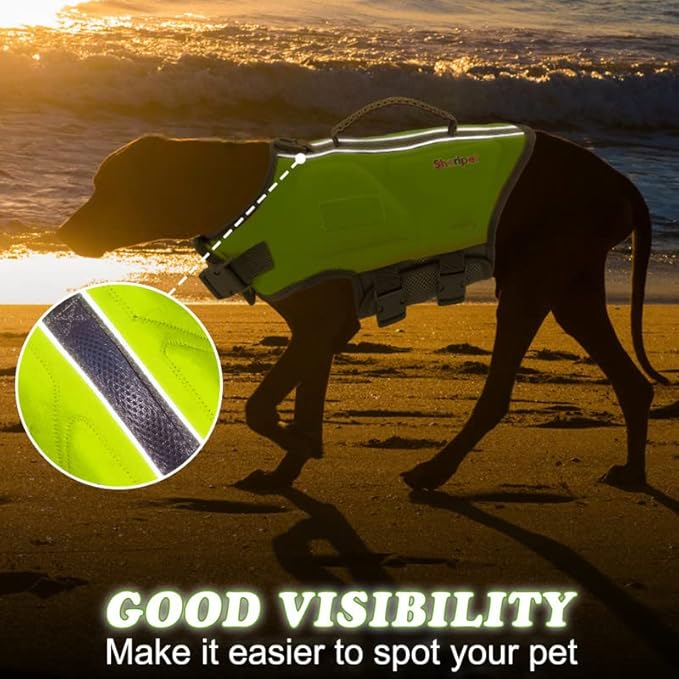 Dog Life Jacket - Small Dog Flotation Vest with Reflective Stripes and Rescue Handle