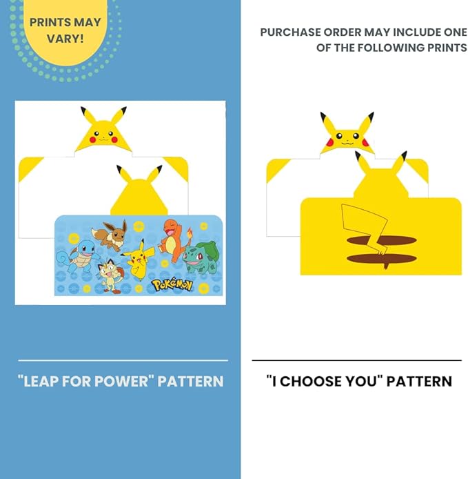 Franco Pokemon Pikachu Bath and Beach Soft Cotton Terry Hooded Towel Wrap,24" x 50" Kids,(Pack of 2)
