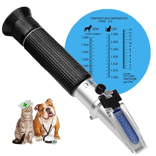 3-in-1 Animal Clinical Refractometer, Measuring Animal's Health Index of Urine Specific Gravity and Serum Protein, Ideal for Veterinary and Pet Owner