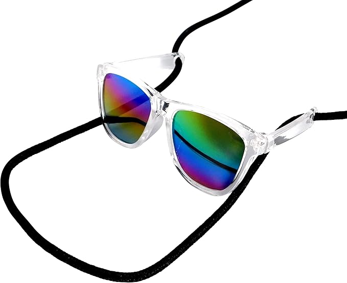 G014 Dog Cat Pet 80s Sunglasses Goggles for Small Breeds up to 15lbs (2-Pack Black-Rainbow mr+Crystal Clear-Rainbow mr)