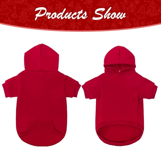 KOOLTAIL Dog Hoodie for Large Medium Small Dogs, Soft and Warm Pet Sweater with Leash Hole and Pocket Boy Girl, Puppy Fall Winter Jacket Clothes, French Pitbull Cold Weather Coat Sweatshirt, Red S