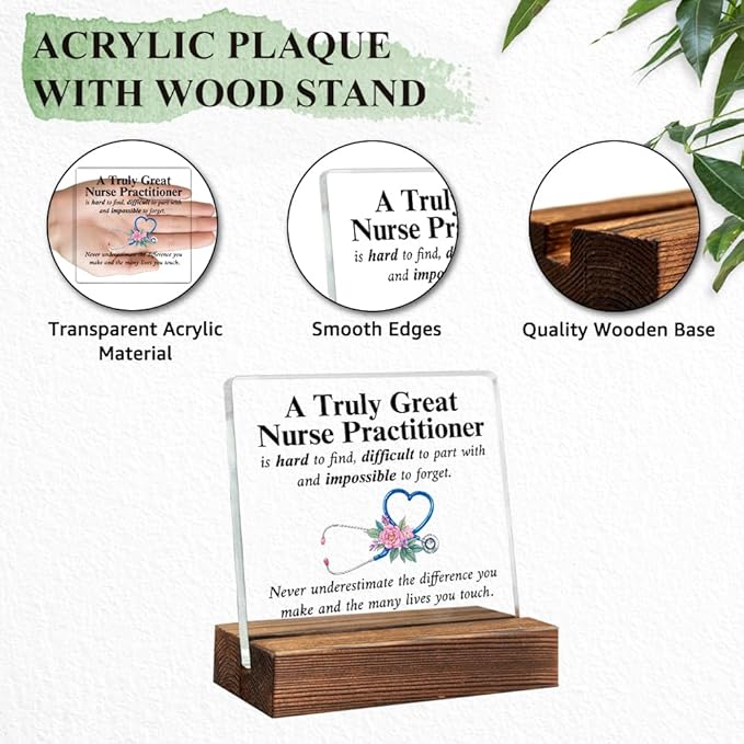 A Truly Great Nurse Practitioner Is Hard to Find Acrylic Sign with Wood Stand, Thank You Appreciation Gifts for Women Nurses, NP Gifts, Nurses Week Present, Nurse Practitioner Week Present
