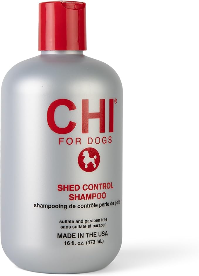 CHI for Dogs Shed Control Shampoo with Omega Fatty Acids and Silk Protein, Dog Shampoo to Reduce Shedding, pH Balanced, Sulfate and Paraben Free, Dogs 8 Weeks+, Made in the USA, 16 Fl Oz
