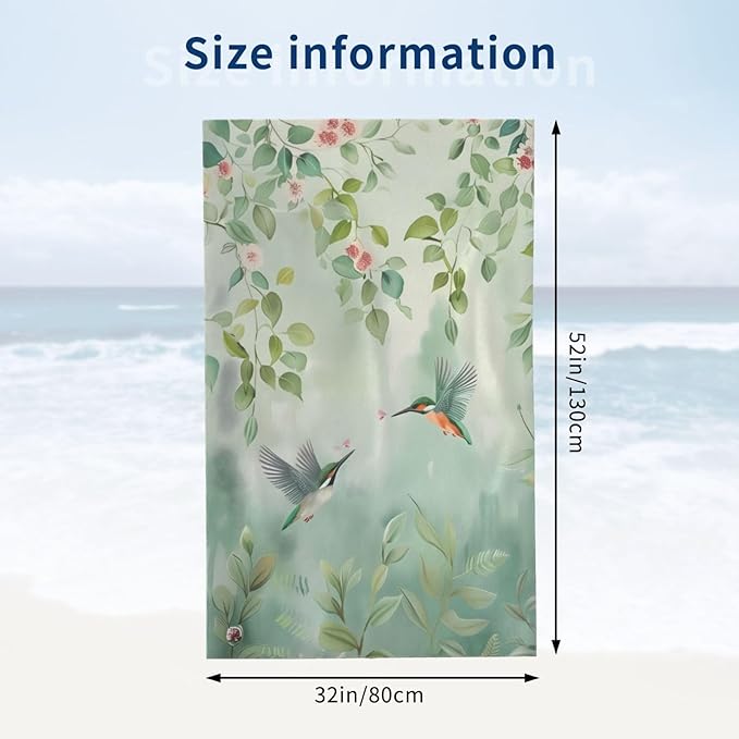 Floral Hummingbird Beach Towel 31inx51in, Bird Sand-Free Microfiber Bath Towel Ultra Soft Quick Dry Pool Towel Absorbent Towel Lightweight Towel for Swimming Bathroom Decor