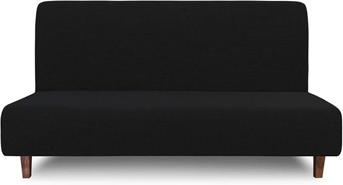 Easy-Going 100% Waterproof Futon Cover, Dual Waterproof Couch Cover for Futon, Stretch Jacquard Sofa Cover, Leakproof Furniture Protector for Kids, Pets, Dog and Cat (Medium, Black)