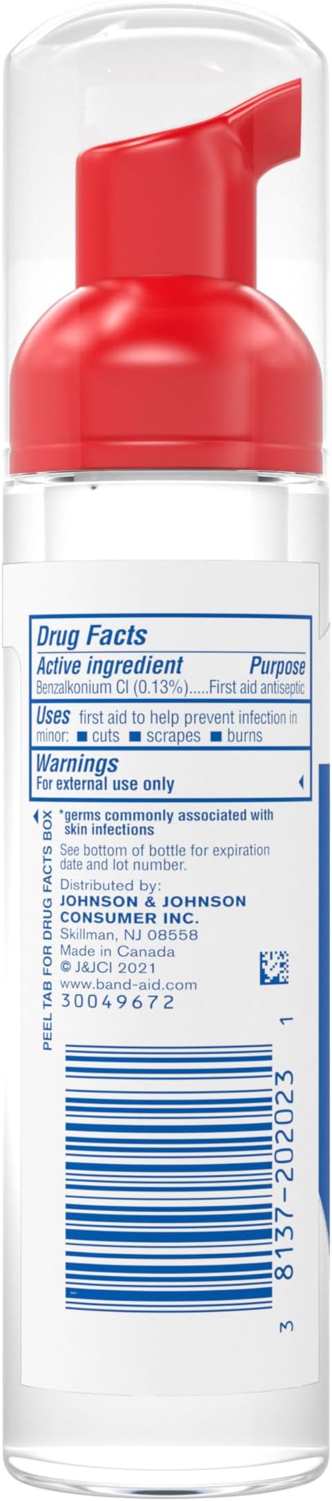 Band-Aid Brand Antiseptic Cleansing Foam for Kids, First Aid Antiseptic Foam Kills Germs to Prevent Infection, with Benzalkonium Cl, No Sting, 2.3 fl. oz