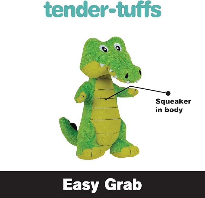 SmartPetLove Snuggle Puppy Tender-Tuffs Easy Grab - Plush Dog Toys - Standing Stuffed Green Crocodile with Tough Puncture Resistant Squeaker
