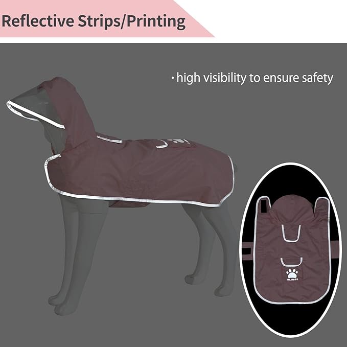 MAMORE Dog Raincoat Reversible,Waterproof Dog Rain Coat Hooded Slicker Poncho with Reflective Strip, Plaid Double Layer Rain Jacket for Small Medium Large Dogs (Pink, XX-Large(55-77lb))
