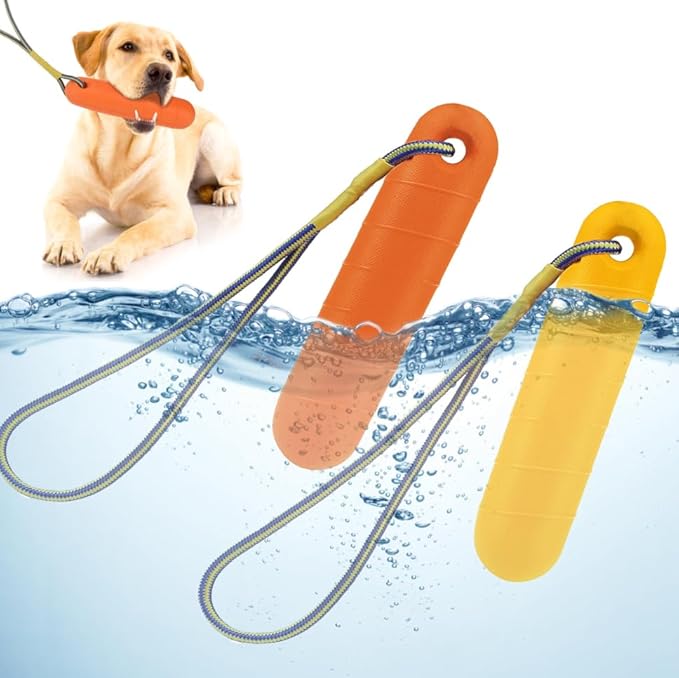 SCENEREAL Floating Dog Toys for Water Fetch, 8.5" Dog Water Toy for Medium Large Dogs, Tough Interactive 2 Pack Fetch Bumpers with Durable Rope for Summer Training Teething Outdoor Pool
