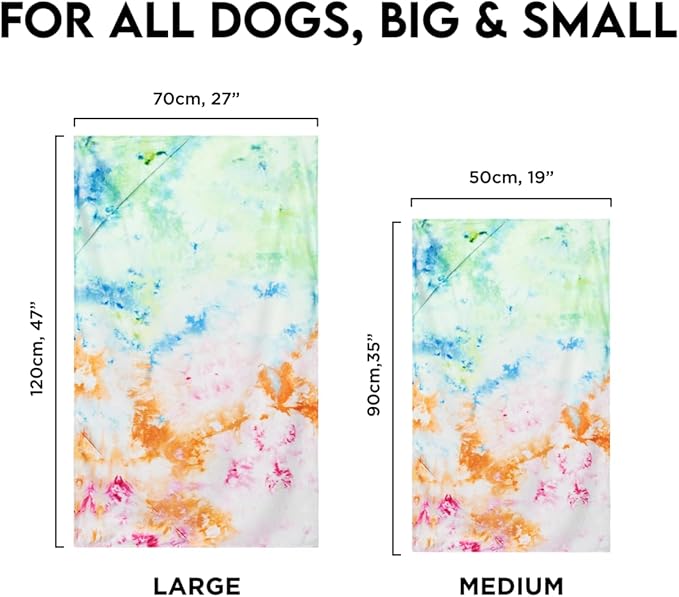 Dock & Bay Pet Towel - Super Absorbent & Quick Drying Dog Towels with Bag - 100% Recycled - Sunset Splash, Medium (90x50cm, 35x19)