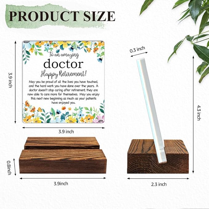 To An Amazing Doctor Acrylic Sign With Wooden Stand, Funny Floral Home Office Tabletop Desk Decor Plaque, Appreciation Retirement Thank You Gifts for Doctor, Doctor Retired Dr Doctor Gifts