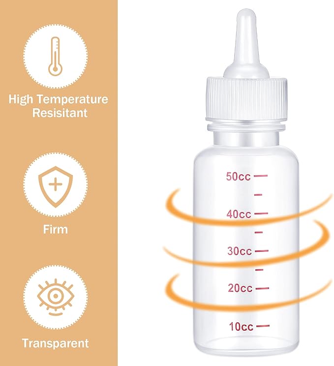 Sadnyy 17 Pcs Kitten Bottle Feeding Kit Puppy Bottles for Nursing Puppy Milk, Liquid Syringes in 1, 5 and 10 ml, Replacement Silicone Nipples, Cleaning Brushes for Newborn Pet Cat Dog Rabbit Goat