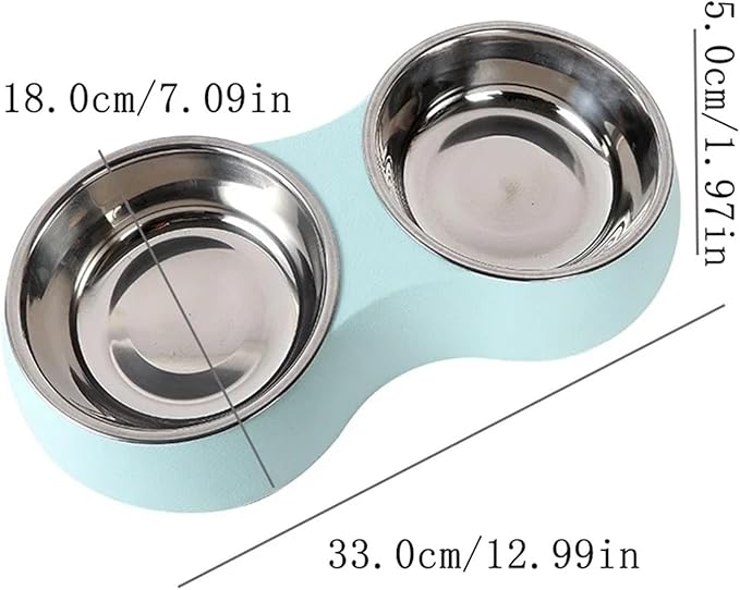 Double Pet Bowls Water Feeder Stainless Steel Drinking Dish Feeding Supplies Dog Accessories(Gray)
