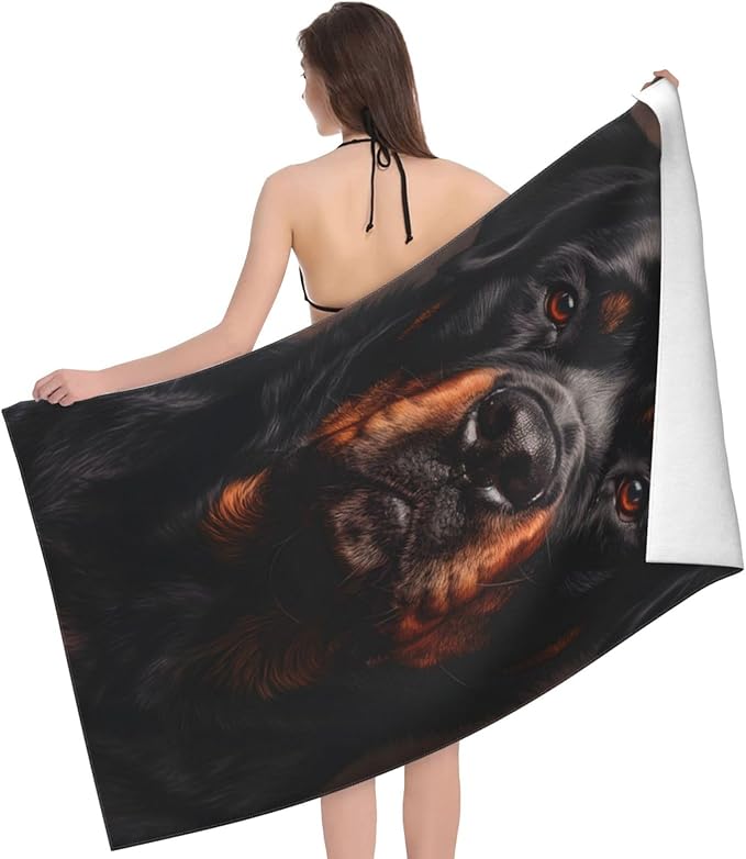Rottweiler Beach Towel Dog Sand-Free Microfiber Bath Towel Ultra Soft Quick Dry Pool Towel Absorbent Towel Lightweight Towel Gifts for Outdoor Bathroom Swimming Decor 31inx51in