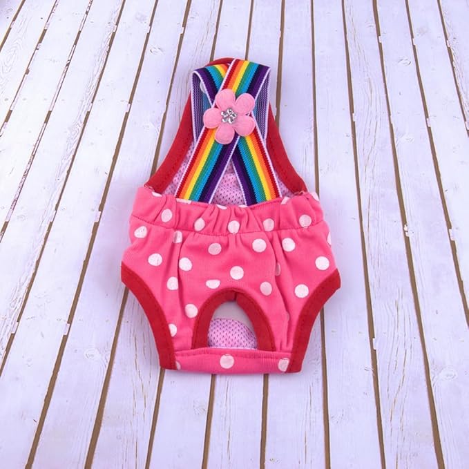 Dog Sanitary Diaper Polka Dot Striped Female Dog Sanitary Panties Cute Compatible with Outdoor Polka Dot Pink XXS