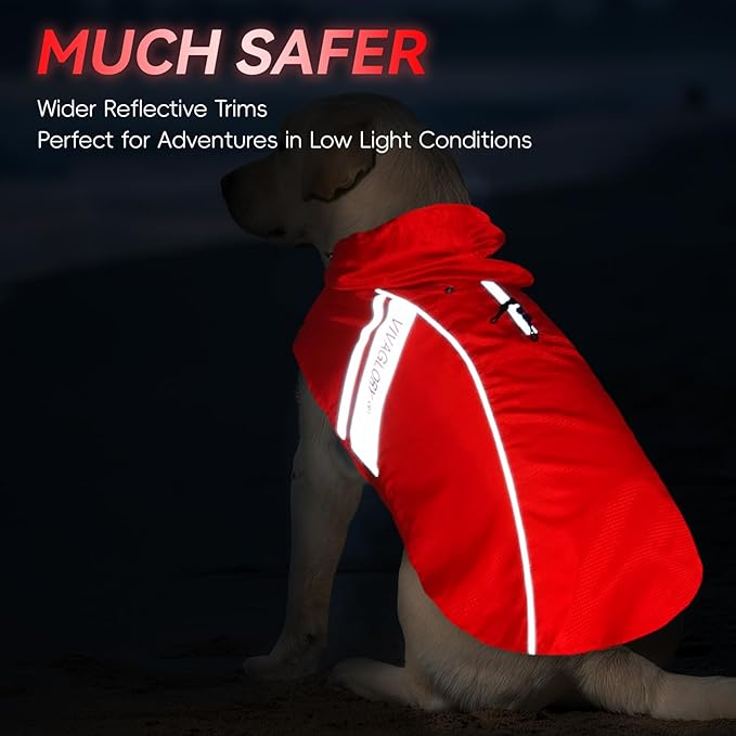 VIVAGLORY Wetoff Dog Raincoat, Rain Coat for Dog All Seasons Adventure, Rain Jacket with Harness Hole & Hood, Reflective Lightweight Waterproof for Doggy & Puppy, S, Red
