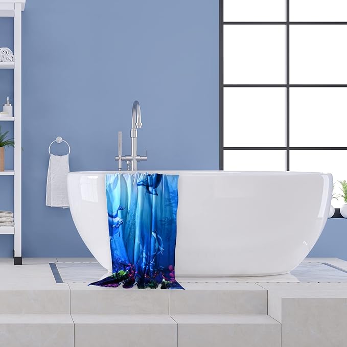 LIVILAN Dolphin Beach Towel, 30" x 60" Thin, Lightweight Microfiber for Girls, Kids, Women, Super Soft, Quick Dry, Sand Free, Ideal for Pool, Bath, Travel, Perfect Dolphin Gifts