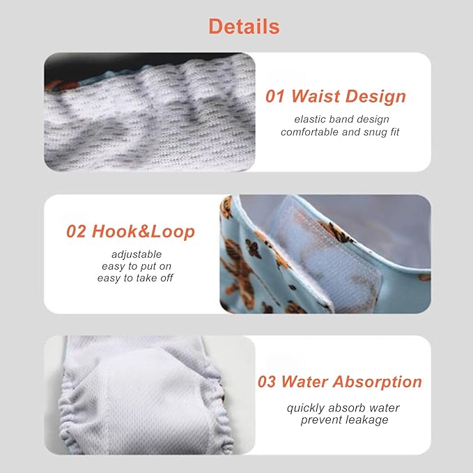 HDKUW Female Dog Diaper, Cute Washable Sanitary Pantie Reusable Puppy Sanitary Pants Pet Underwear Diapers Jumpsuits for Dogs Girl in Heat Period Panda XL