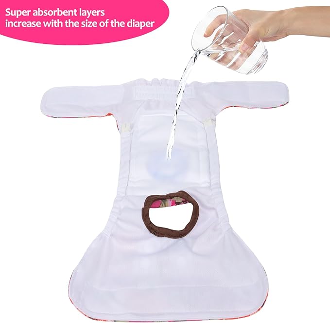 CuteBone Dog Diapers Female 3 Pack Reusable Doggy Diapers with One Suspender for Small Medium Large Dog Period BDD02M