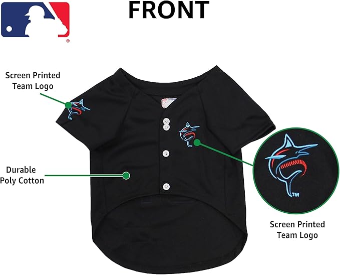 Official MLB Miami Marlins Pet Jersey for Dogs & Cats, Size X-Large - Stylish Baseball Jersey for Your Furry Fan- Show Off Team Spirit with The Perfect Fan Apparel Gear for Pet, Dog & Cat