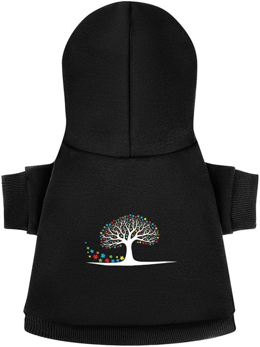 Dog Sweater Hoodie with Hat Colorful Tree Puppies Coat Hooded Sweatshirt Pullover Pet Puppy Cat Clothes for Small Medium Large XS