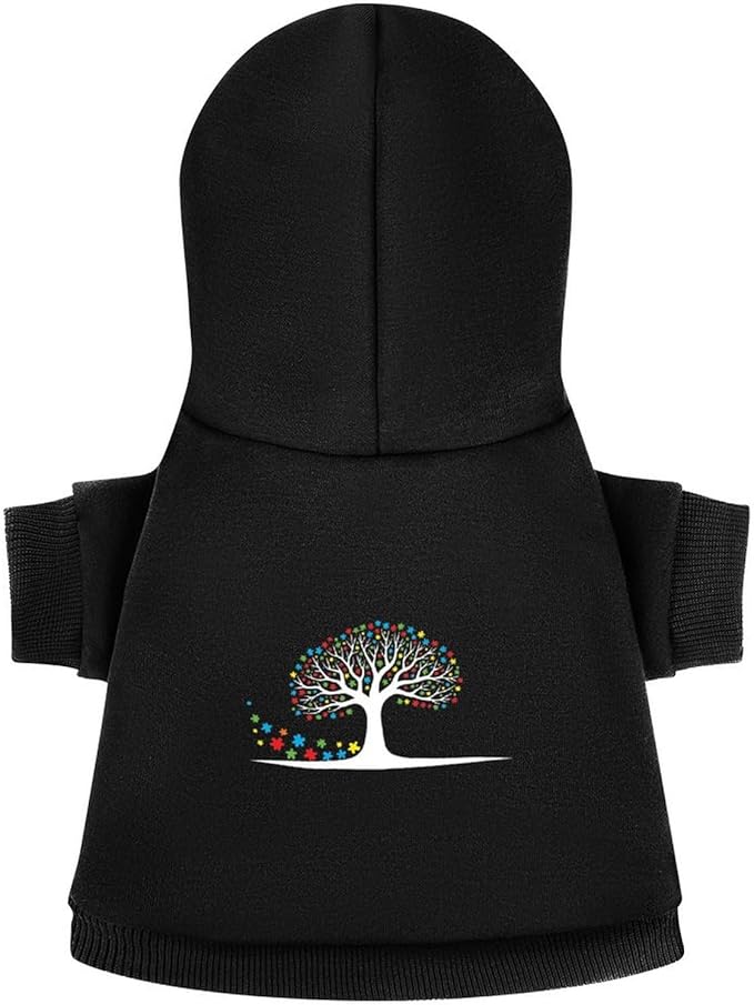 Dog Sweater Hoodie with Hat Colorful Tree Puppies Coat Hooded Sweatshirt Pullover Pet Puppy Cat Clothes for Small Medium Large M