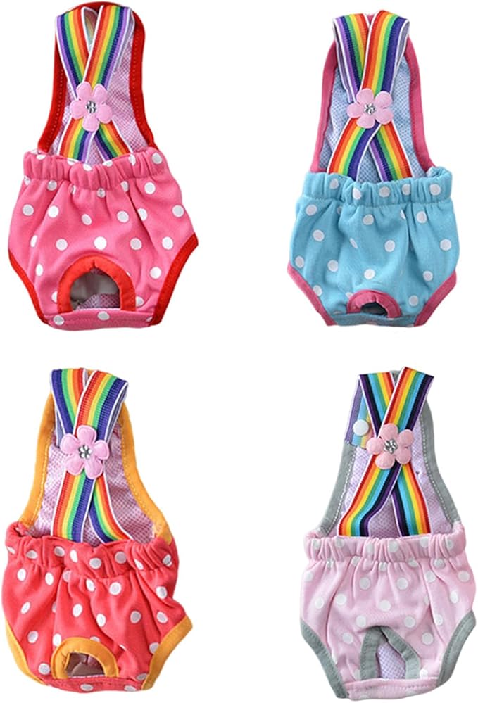 Dog Diaper Shorts Sanitary Pantie Female Dogs Adjust Suspender Diaper Panties Period Briefs Dog Physiological Shorts, M Polka Dot Light Pink