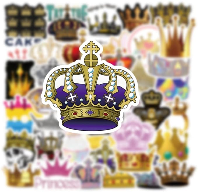 Imperial Crown Stickers 51Pcs Cartoon Gold Right Shine Pack | Cool Colorful Deacls Graffiti for Water Bottle Skateboard Luggage Laptop Computer Phone…