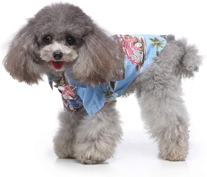 Tangpan Summer Pet Daisy Hawaiian Beach Plaid Print Shirts Clothes for Dog Blue M