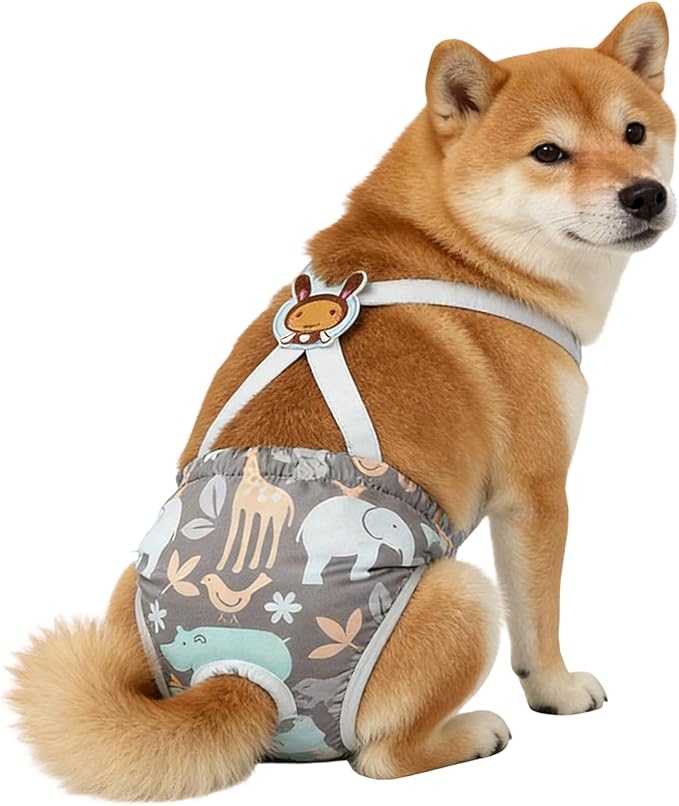 Dog Diaper | Washable Female Wraps with Suspender | Reusable Doggy Diaper | for Home Apartment Indoor Outdoor Travel Car Crate Kennel Yard Park Beach Camping