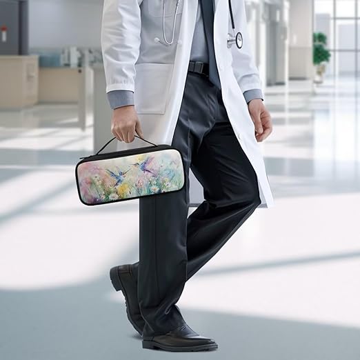 Gomyblomy Daisy Hummingbird Print Stethoscope Case Fit for Most Stethoscopes, Extra Room for Nurse and Medical Accessories, Protective Stethoscope Holder Storage Bag