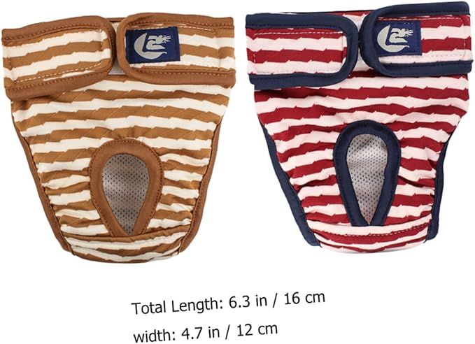 SUPVOX 2pcs Ultra-Absorbent Female Dog Diapers Physiological Pants for Dogs Heat Washable Pet Underwear Stripes Leak Design