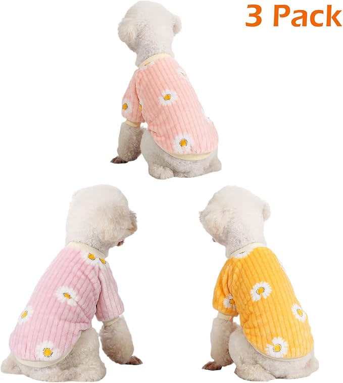Dog Sweater, 3 Pack Dog Sweaters for Small Dogs, Dog Clothes for Small Dogs Girl Boy, Ultra Soft and Warm Puppy Sweater Dog Coat for Winter Christmas (XXS, Dy Pink+Dy Purple+Dy Yellow)