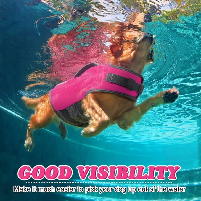 Dog Life Jacket, Good Visibility Dog Life Vest for Swimming with Reflective Stripes and Rescue Handle, Flotation Vest Suit for Small Medium and Large Dogs, Medium