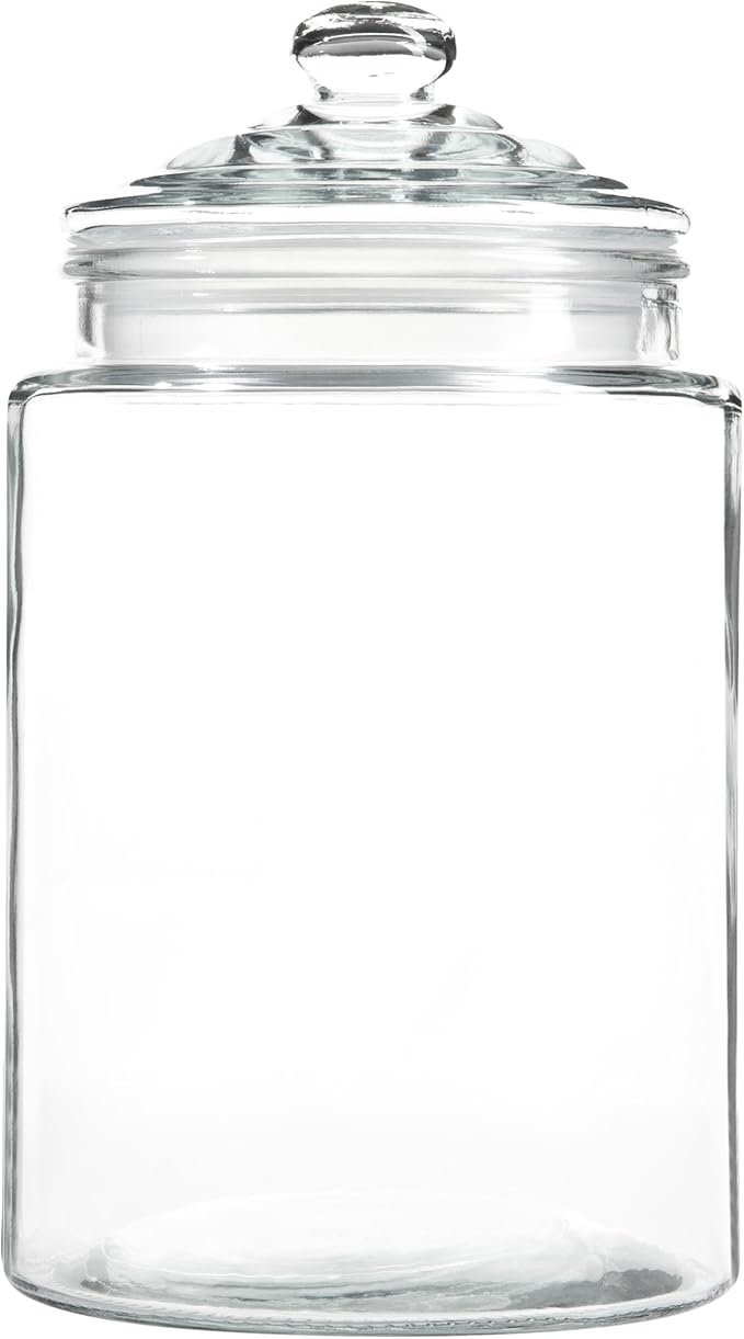 1.5 Gallon Tall Glass Cookie Jar - Food Storage Container with Airtight Lid - Large Kitchen Canister for Sugar, Flour, Dog Treat, Candy, Biscotti & Apothecary - Pack of 2