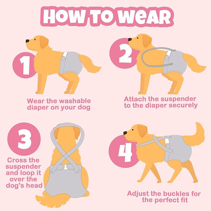 Pet Soft Dog Diapers Female with Suspenders, 3 Pack Reusable Female Dog Diapers for Heat, Dog Period Panties for Doggie in Cycle(Small, Floral)