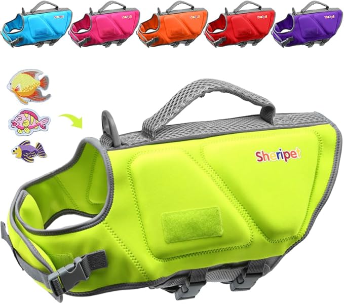 Dog Life Jacket - Small Dog Flotation Vest with Reflective Stripes and Rescue Handle