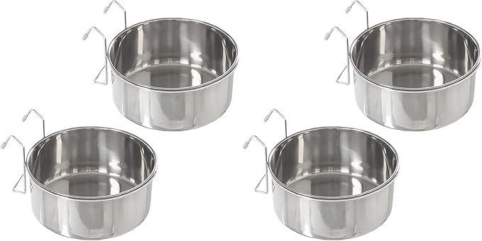 Set of 2 Stainless-Steel Dog Bowls - Cage, Kennel, and Crate Hanging Pet Bowls for Food and Water - 50.4oz Each and Dishwasher Safe by PETMAKER (Pack of 2)