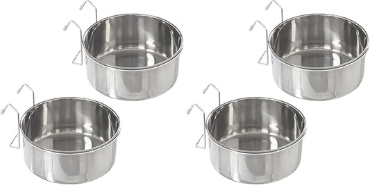 Set of 2 Stainless-Steel Dog Bowls - Cage, Kennel, and Crate Hanging Pet Bowls for Food and Water - 50.4oz Each and Dishwasher Safe by PETMAKER (Pack of 2)