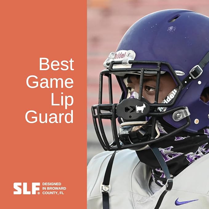 SLEEFS Football Mouth Guard - Youth Mouthguard with Strap - Lip/Teeth Protector Mouthpiece - No Boil - for Youth/Adults, Maximum Air Flow, for All Sports - Goat Emoticon Black