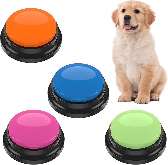 4Pcs Dog Buttons for Communication Voice, Recording Button Dogs for Words Talking and Answer, Buttons Personalized Sound Answering Buzzer Best Toys fit Dog Tranning(4pcs-red)