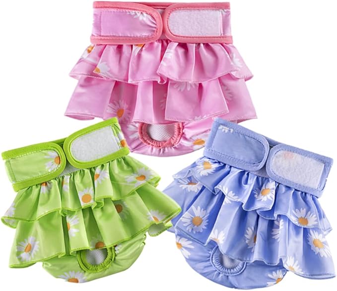 Dogs Physiological Pants,Reusable Dog Diapers Female,Washable Diapers（3 Pieces * L Size，Waist Circumference Between 19-25.5 inches）