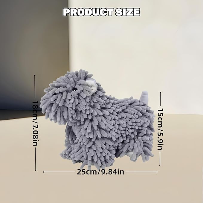 Cute Puppy Chenille Hand Towel, Puppy Shape Fuzzy Ball Hand Towel, Fluffy Soft Absorbent Chenille Towels, Absorbent Decorative Fuzzy Ball Hanging Towel for Bathroom, Washstand (Khaki)